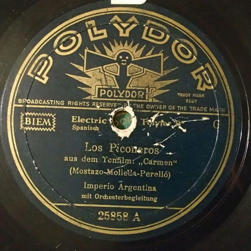 Polydor 78 RPM Record Imperio Argentina like new