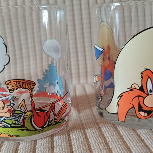 Vintage Nutella Cartoon Collectible Glasses 1995-1996, like new