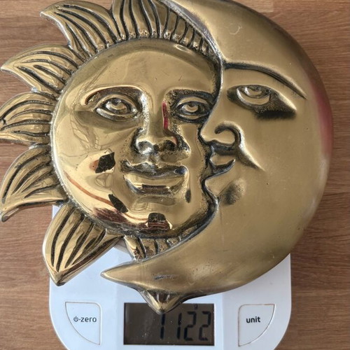Vintage Brass Sun and Moon Celestial Wall Decor used