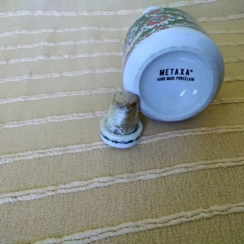 Metaxa porcelain bottle used, painted, 37 centimeters