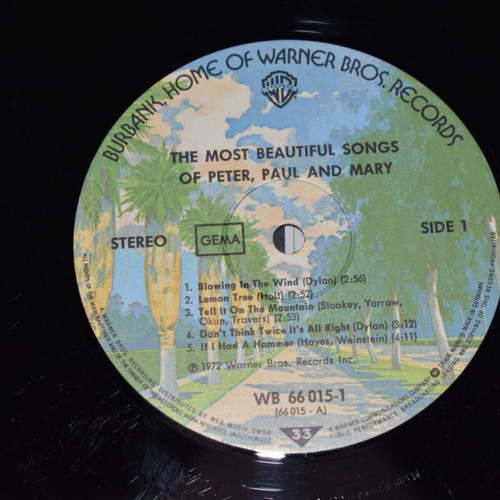 Peter Paul and Mary The Most Beautiful Songs Of Peter, Paul And Mary LP used, folk