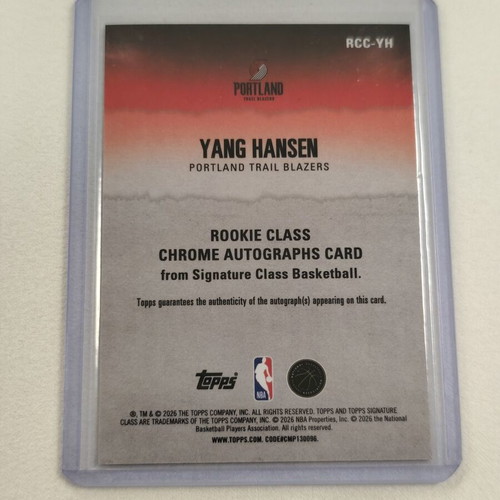 Yang Hansen Auto 22/25 Rookie Card Portland, like new