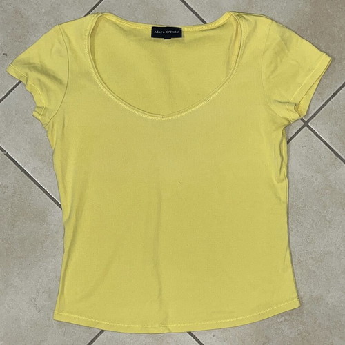 Marc O’Polo Women’s Yellow V-Neck Basic Crop T-Shirt Size S