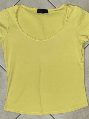 Marc O’Polo Women’s Yellow V-Neck Basic Crop T-Shirt Size S
