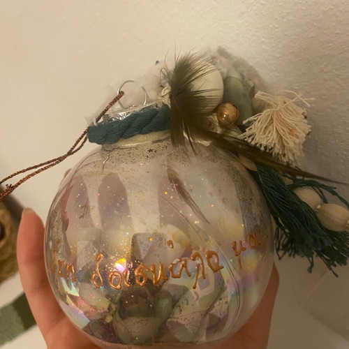 Christmas ornaments new with inscription, set of 2 pieces