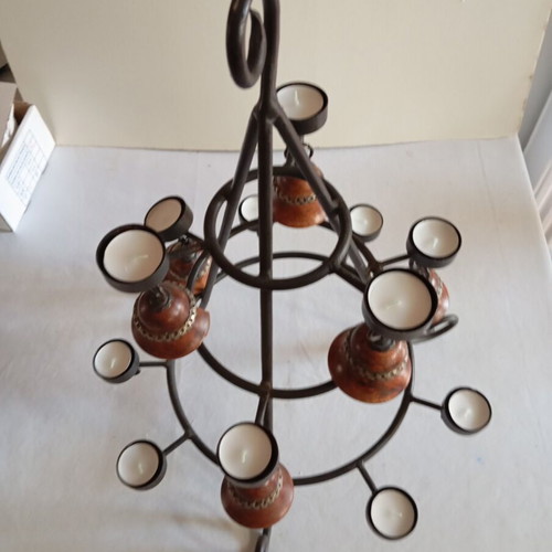 Metal tealight candle holder shaped like a Christmas tree, new