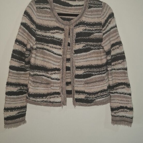 LeComte striped knit cardigan like new, beige and pink tones