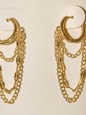 Earrings with Chains sealed, new, gold tone