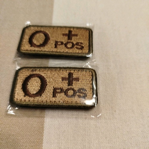 Sew-on patch blood type O+ new with velcro