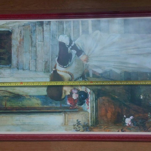 Afisorama 99×56 Print Frame like new with matte glass and wooden burgundy frame