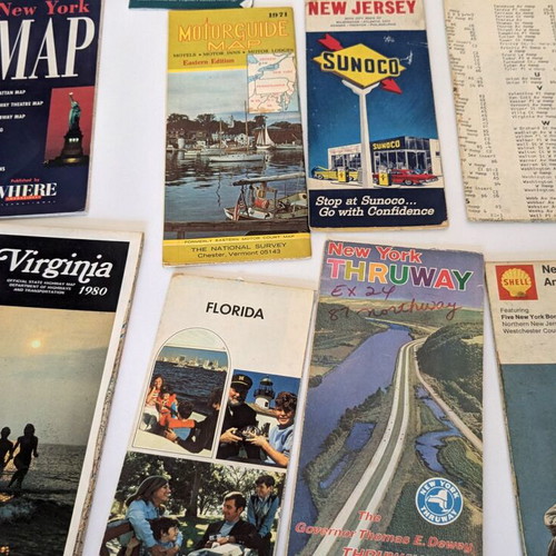 Large Collection of 50 Used Vintage USA Road and Travel Maps