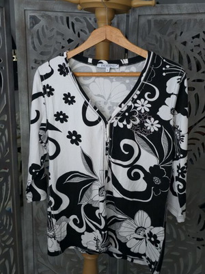 Imagini women's blouse floral black and white size L like new
