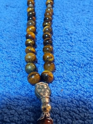 Tiger Eye Worry Beads used, 33 beads, 67 gr