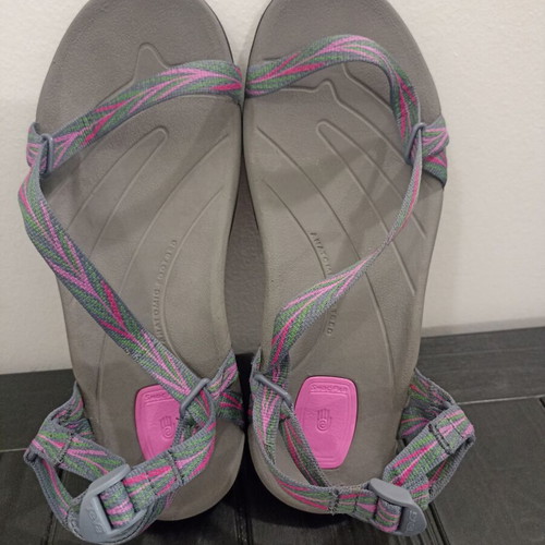 Teva Zirra women's hiking sandals, size 39, grey with pink and green details