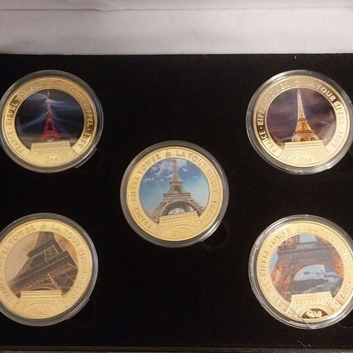 Eiffel Tower commemorative coins new in case
