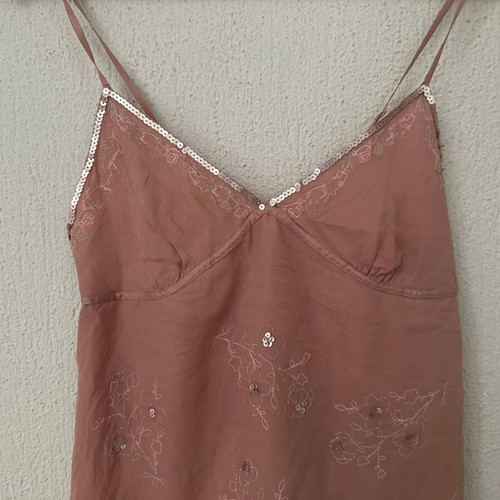 Babydoll top Abercrombie & Fitch silk with sequins like new, size L