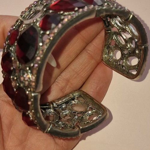Bracelet used with pink and red stones, some stones missing