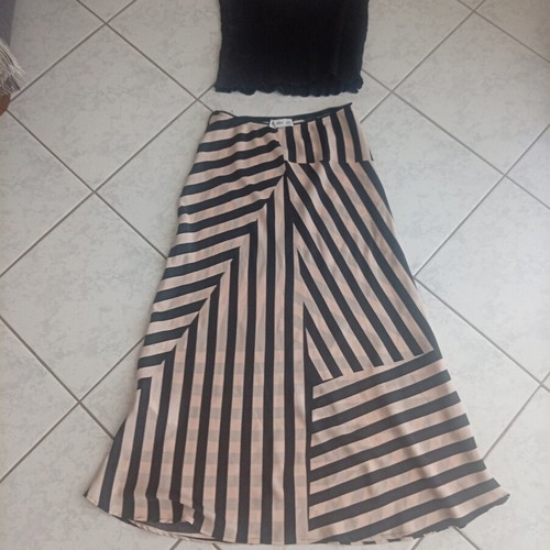 Mango satin skirt, black and beige, size S