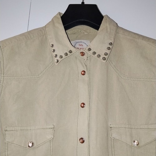 Pink Woman khaki shirt with studs like new, size L