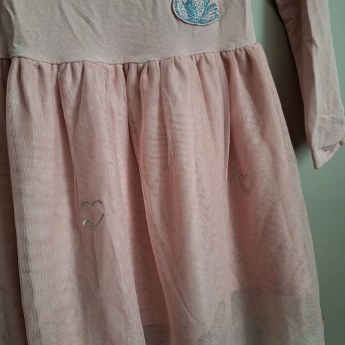 Jette by Staccato girls dress 116 cm used, soft pink with tulle and designs