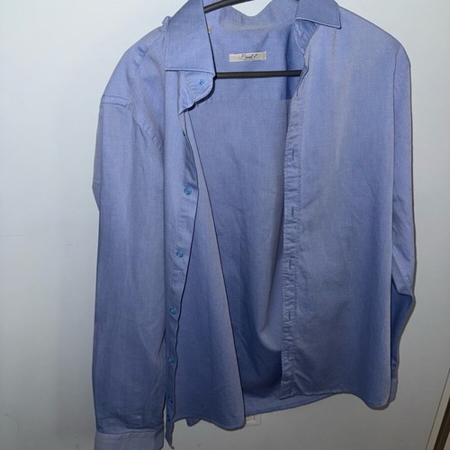 Men's blue dress shirt with fine check pattern like new, size L