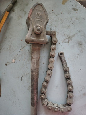 Vintage Gedore Chain Wrench used, heavy-duty German tool