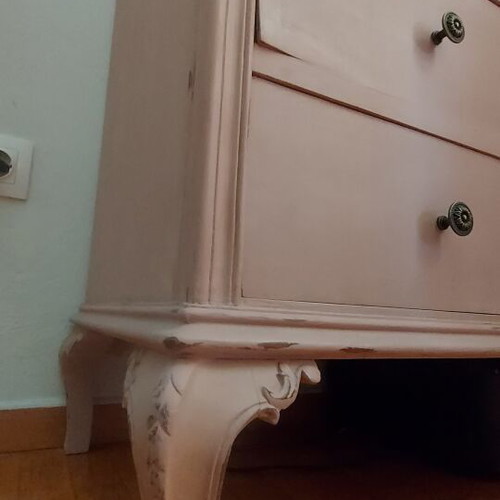 Louis XV vintage wooden dresser, refurbished, dusty pink