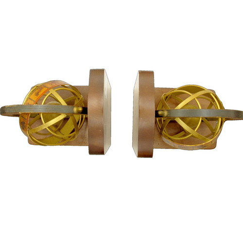 Vintage Italian bookends with armillary spheres globes 1960s–70s