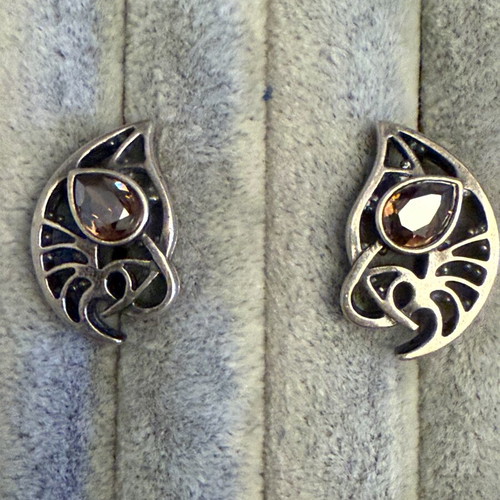 Silver earrings with Swarovski crystal new, multicolor