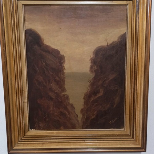 Oil painting used by Panos Samis with wooden frame