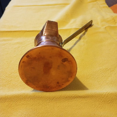 Vintage Handcrafted Copper Briki with Hammered Design used