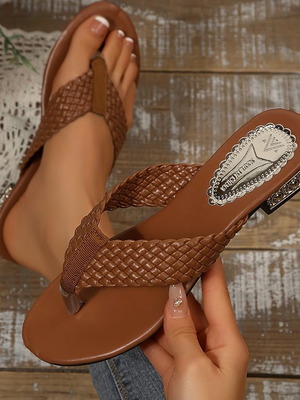 Brown woven sandals size 40 new women's