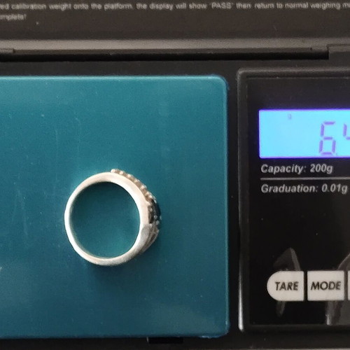 925 vintage silver ring used, size 57, black and silver