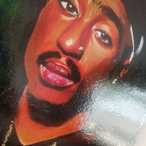 2 Pac - Tupac Shakur 5 painting new, oil on plywood with autograph