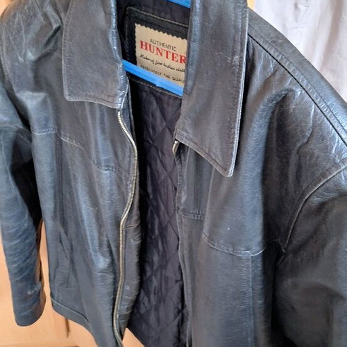 Hunter leather jacket used, black, size Large