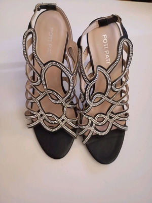 Sandals with strass new, size 40, black and silver