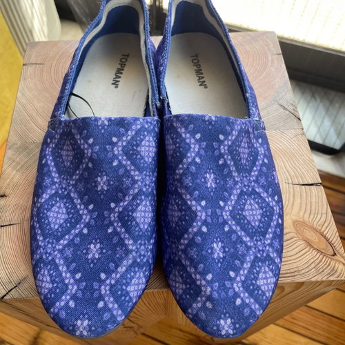 Topman canvas slipper shoes used, summer, size 43, blue ikat print