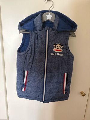 Paul Frank sleeveless jacket like new, blue with detachable hood