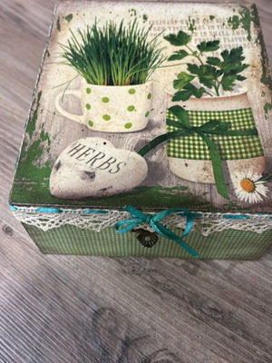 Decoupage box with spices used, kitchen decorative box