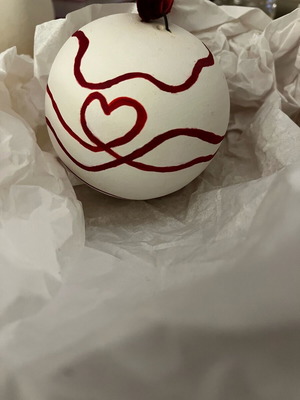 Christmas ceramic ball new with red thread