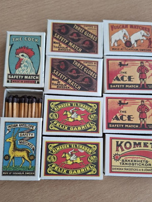 Swedish matchboxes, pack of 10, 1980
