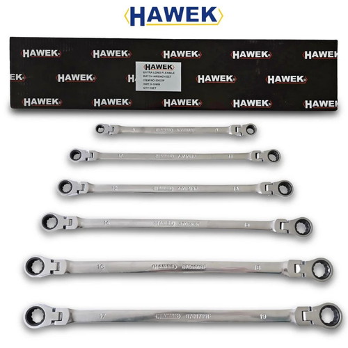 Hawek extended star ratchet wrenches set 8-19 mm new