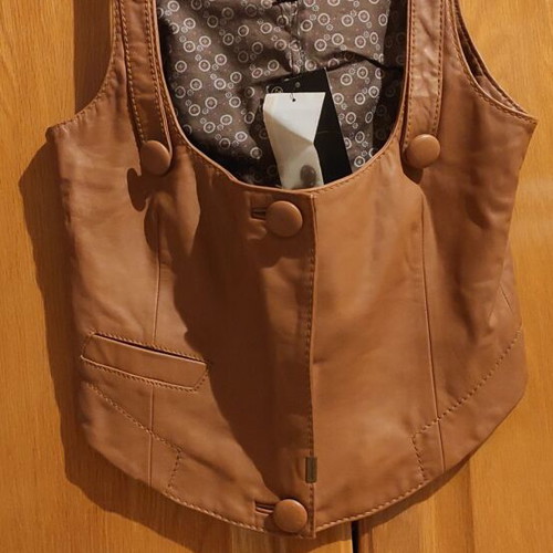 Leather women's vest new brown size M
