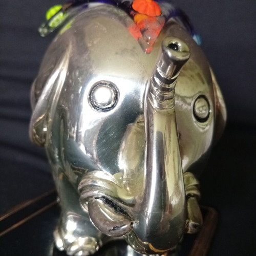 Elephant with Murano glass saddle like new, 11-12 cm