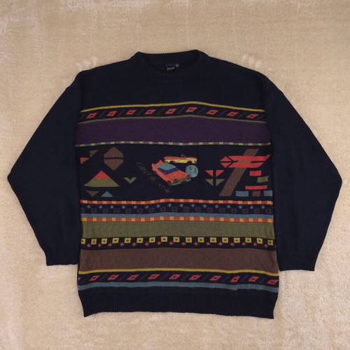 YORN for men sweater with jacquard embroidery, size XL, blue