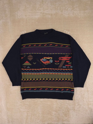 YORN for men sweater with jacquard embroidery, size XL, blue
