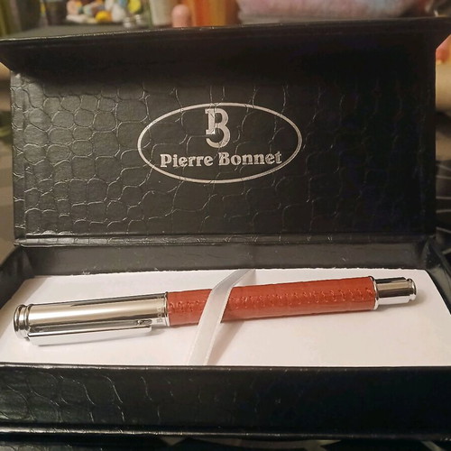 Pierre Bonet silver pen red color with leather case new