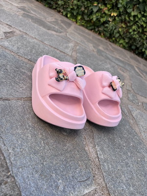 Pink platform slippers