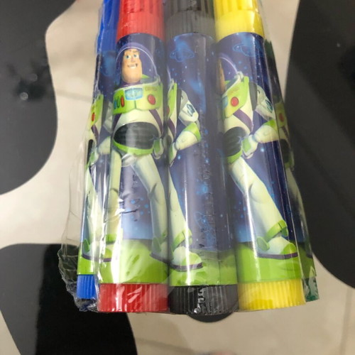 Buzz Lightyear Space Ranger colored markers in collectible spaceship box like new