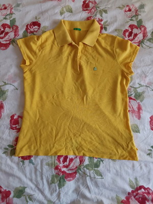 Benetton T-shirt used, yellow, size S